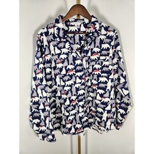 The Company Store‎ Blue Polar Bear Print Flannel Shorts Pajamas 2 Piece Set XL